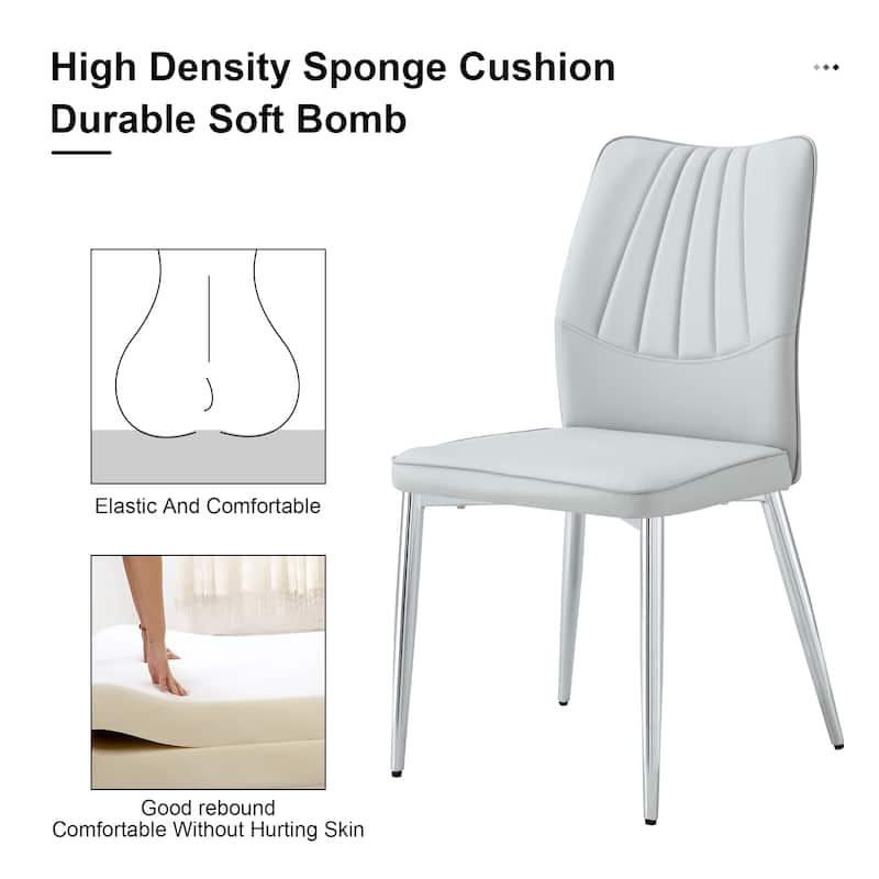 Set of 4 Medieval Modern PU Dining Chair,with soft cushion and metal legs(silver/golden)