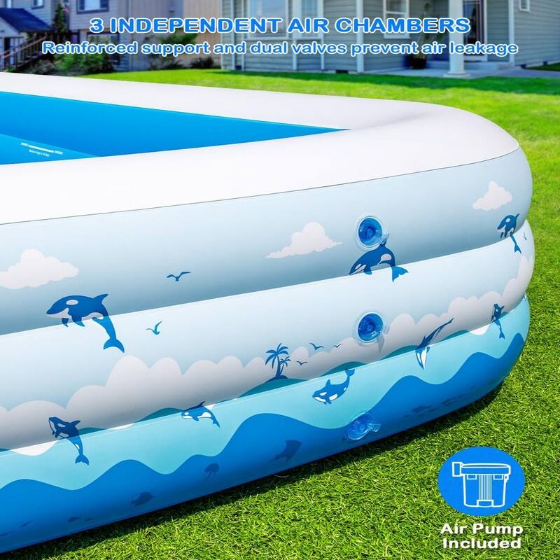 Large Inflatable Pool with Pump – 130" x 72" x 22" Family Blow Up Pool