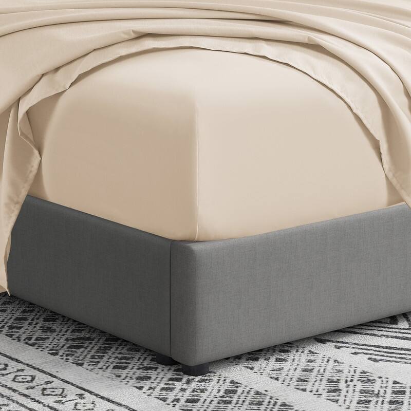 Swift Home Double Brushed Microfiber 14" Standard Pocket Fitted Sheet Only - Secure Fit for 12"-16" Deep Mattress - Queen - Cream