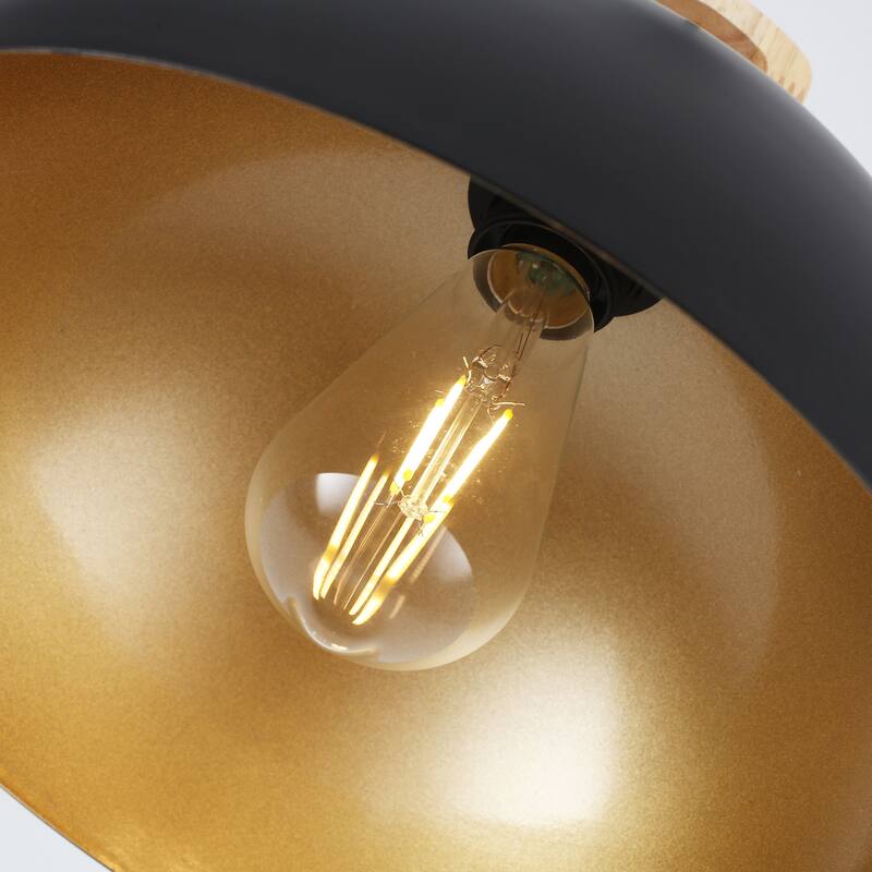 1-Light Rustic Hanging Pendant Light with Metal Shaded for Kitchen Island