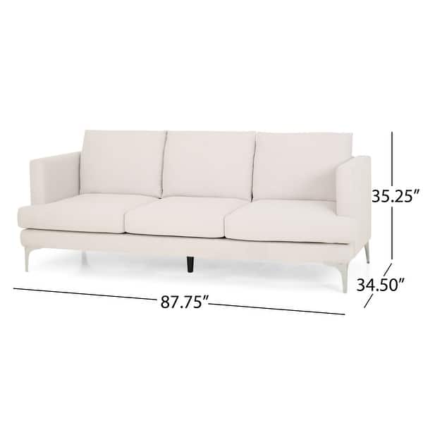 dimension image slide 2 of 3, Cason Modern 3-Seater Fabric Sofa by Christopher Knight Home - 87.75" W x 34.50" D x 35.25" H