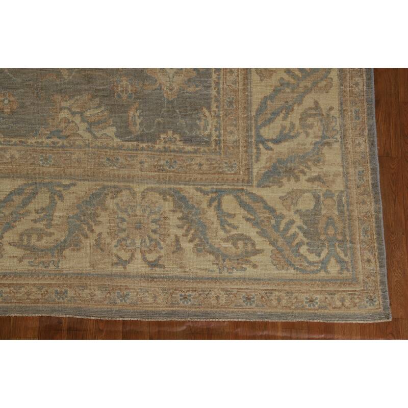 Hand Knotted Oriental 100% Wool Carpet Transitional All-Over Greys & Charcoal Oushak Area Rug - 12' 1'' X 9' 3''