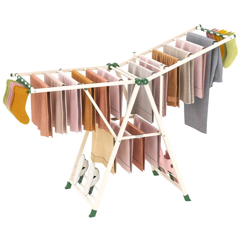 Costway Foldable Metal Laundry Drying Rack with Height Adjustable - See Details