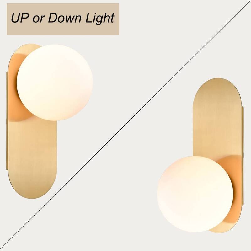 Ibiza Modern Globe Wall Light Sconce with Opal Glass Shade - 1-Light