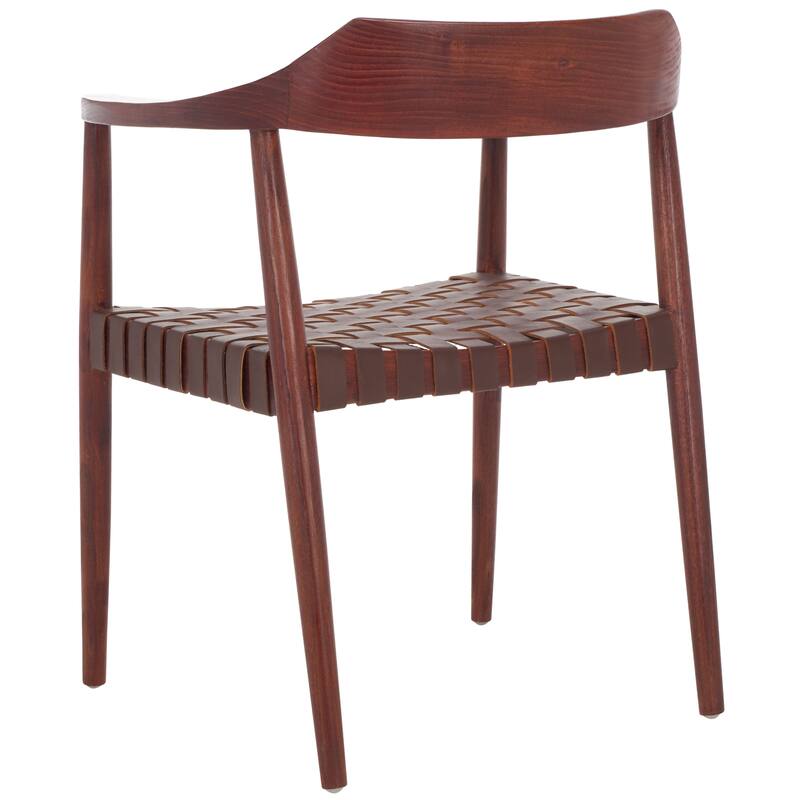 SAFAVIEH Diana Solid Wood & Leather Accent Chair (Fully Assembled) - W22" x D21" x H29" - 22Wx21Dx29H