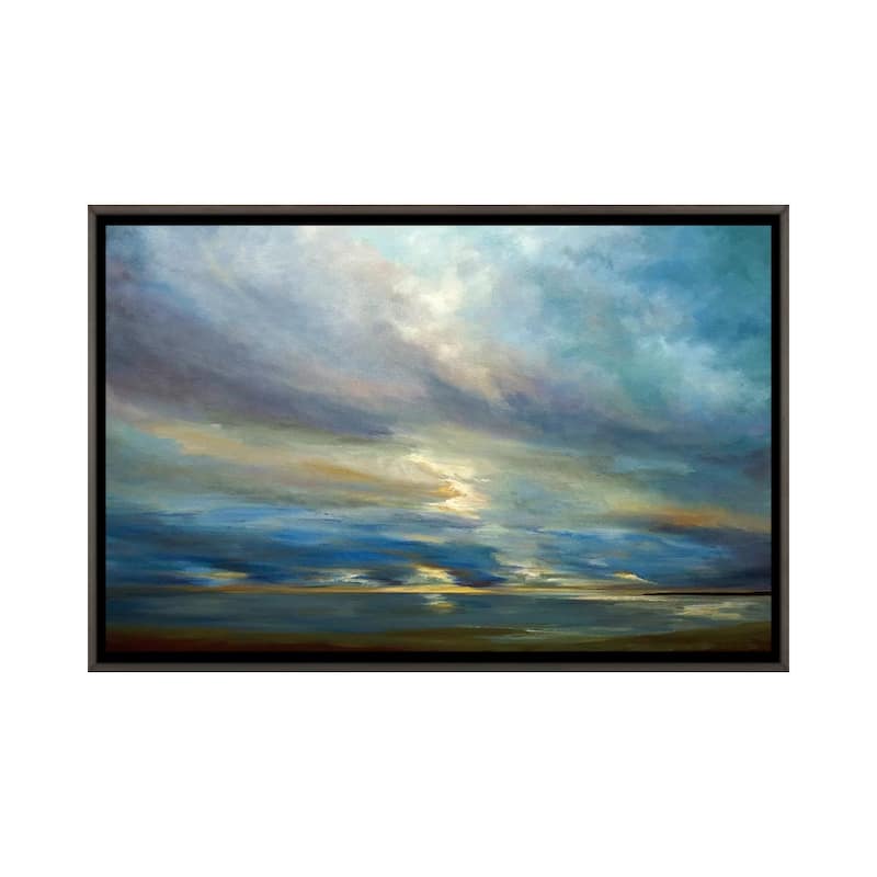 iCanvas "Clouds On The Bay I" by Sheila Finch Framed - Charcoal - 26x40