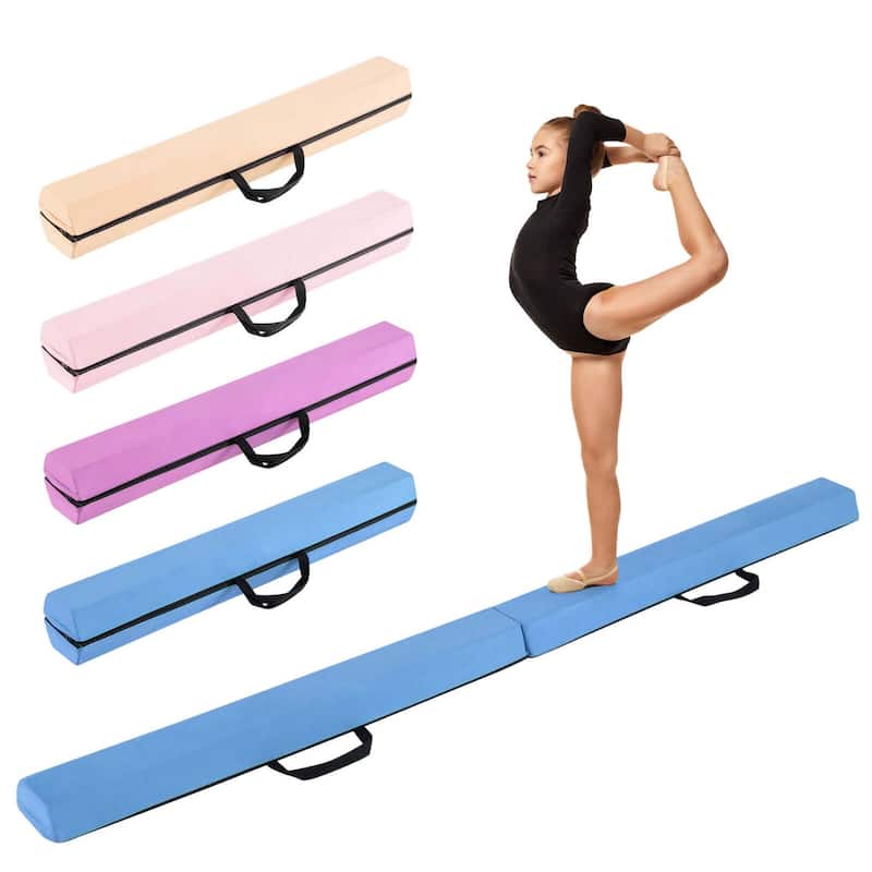 Costway 7 FT Folding Balance Beam Foam Floor Gymnastic Beam with - See Details - Blue