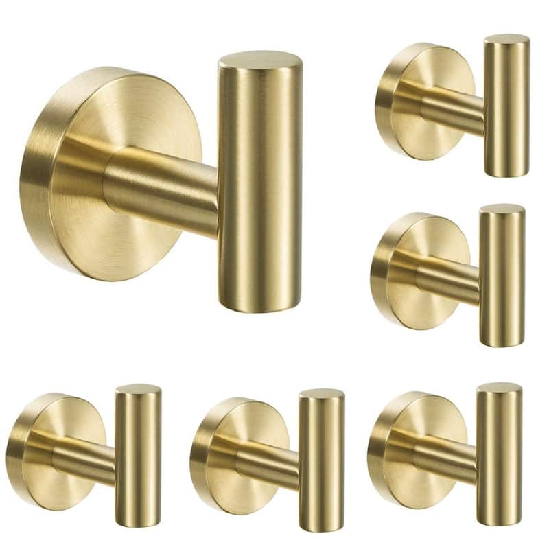 6-Pack Bathroom Robe and Towel Hook in Stainless Steel