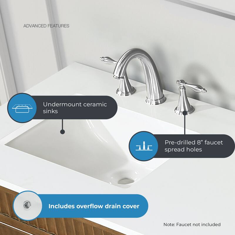 Juliette Warm Walnut Bathroom Vanity with White Quartz Top