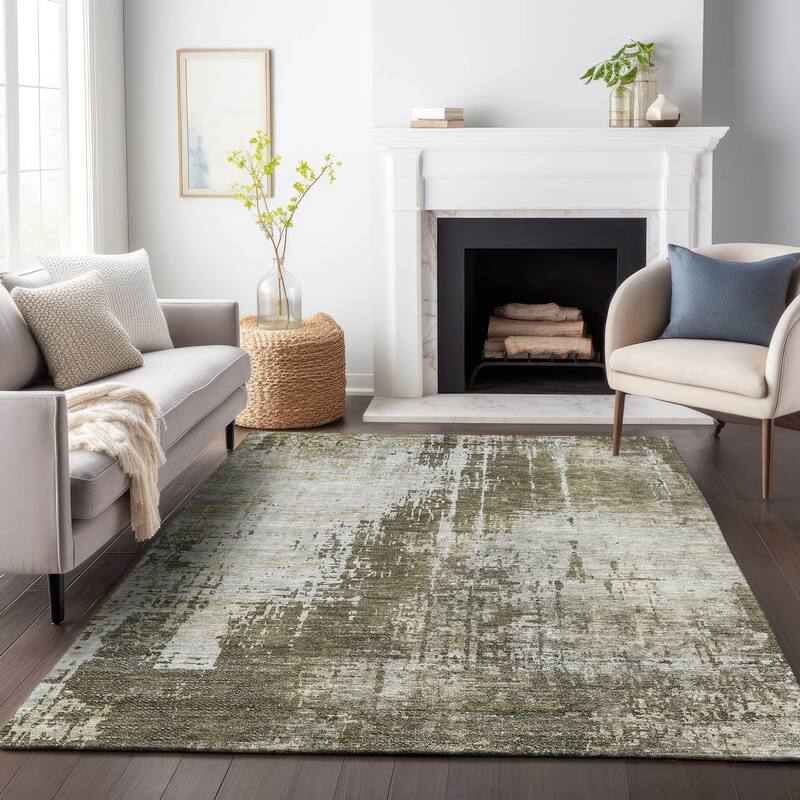 Machine Washable Indoor/ Outdoor Chantille Abstract Ombre Rug