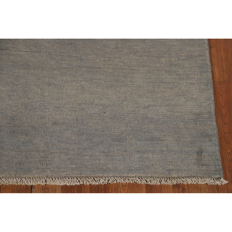 Modern Gray Blue Gabbeh Oriental Area Rug Handmade Wool Carpet - 5'0" x 6'5"