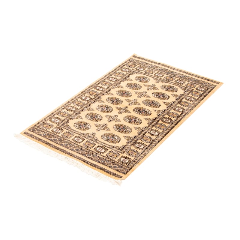 ECARPETGALLERY Hand-knotted Peshawar Bokhara Beige Wool Rug - 3'1 x 5'0