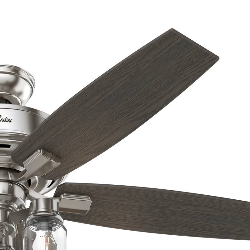 Hunter 52" Declan Pass Brushed Nickel Ceiling Fan with LED Light Kit and Pull Chain - Industrial, Farmhouse, Rustic