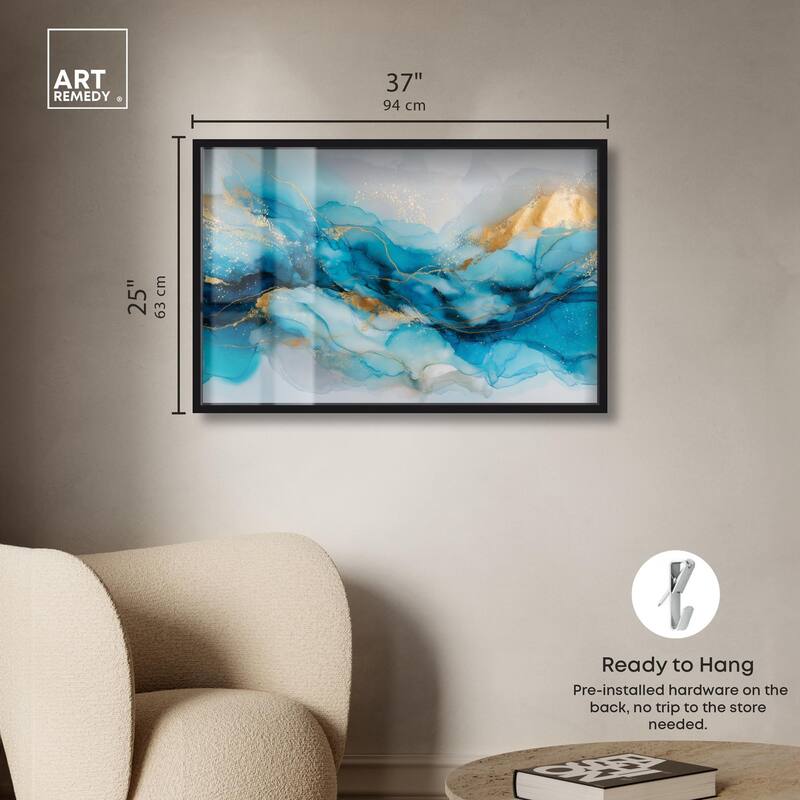 Ethereal Blue and Gold Shadowbox by Art Remedy