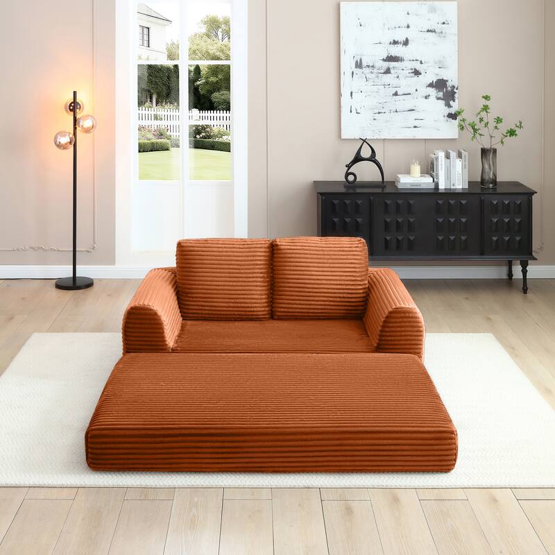 2-in-1 Folding Convertible Sofa Bed, Modern Corduroy Sleeper Couch