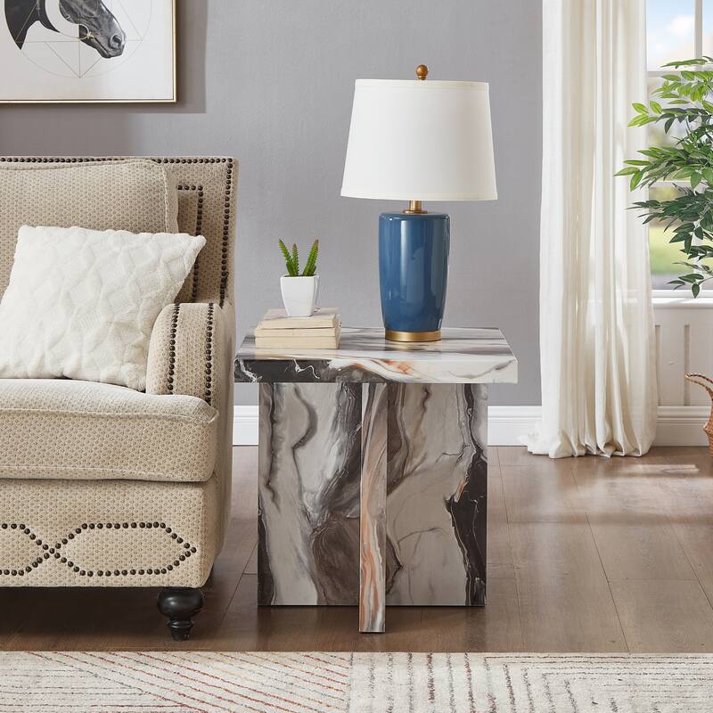 Roundhill Furniture Cavira 3-Piece Faux Marble Coffee Table Set