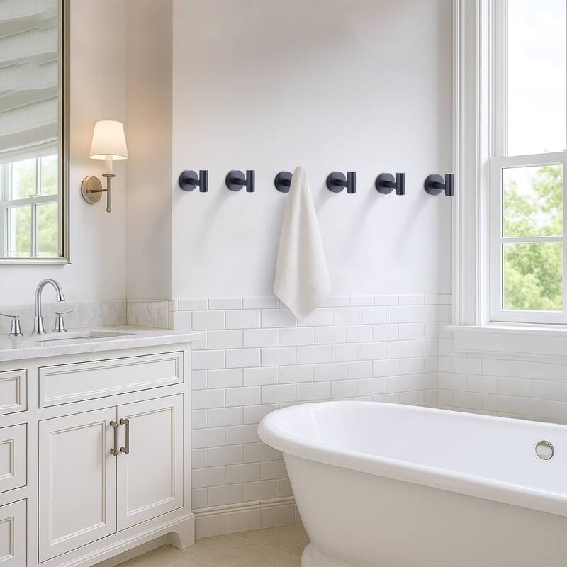 WOWOW Stainless Steel J-Hook Robe/Towel Hook 6-Pack