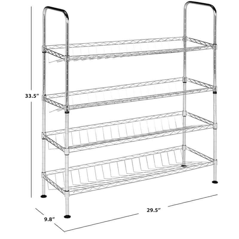 SAFAVIEH Storage Bambi Chrome Wire Adjustable Shoe Rack - 29.5" x 9.8" x 33.5" - 30Wx10Dx33H