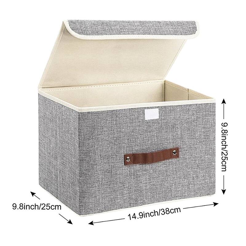 Enova Home Light Grey Fabric Storage Bins (Set of 2) - N/A