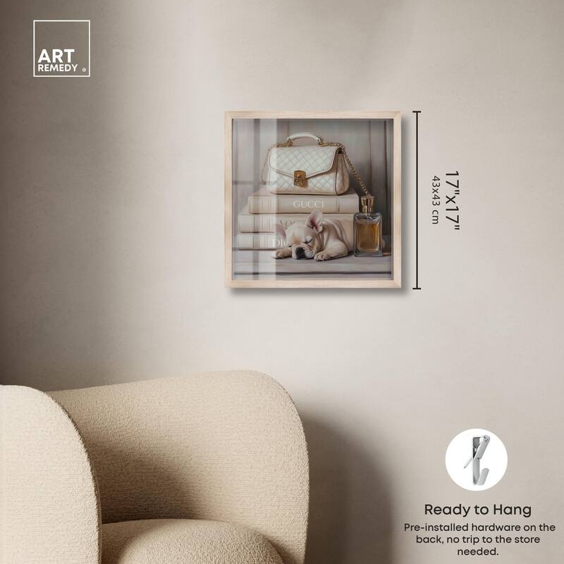 Ivory Books and Frenchie Shadowbox by Art Remedy