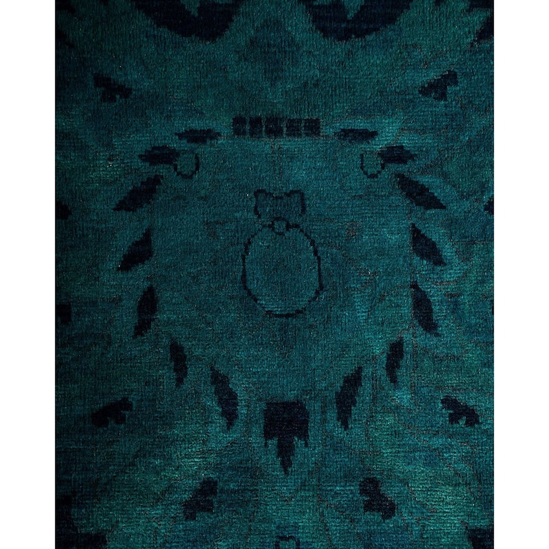 Overton Hand Knotted Wool Vintage Inspired Modern Contemporary Overdyed Navy Area Rug - 12' 1" x 15' 0"