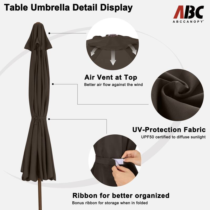 ABCCANOPY 10FT Outdoor Table Market Umbrella Tilt and Crank for Garden