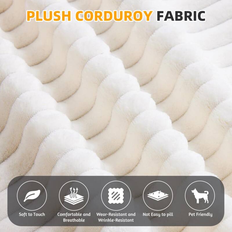 78.7 Inch Convertible Floor Sofa Bed, Plush Corduroy Sleeper Couch with Blanket and 2 Pillows, Deep Seat