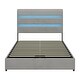 preview thumbnail 24 of 22, Gray Velvet Full Upholstered Storage Bed with RGB LED Headboard