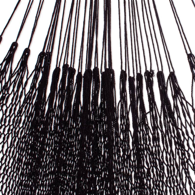 Novica Handmade Mirage In Black Cotton Rope Hammock (Double)