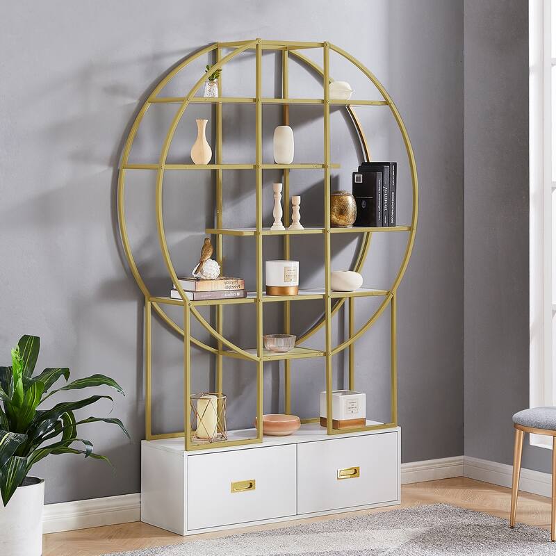 70.8 Inch Round Office Bookcase Bookshelf