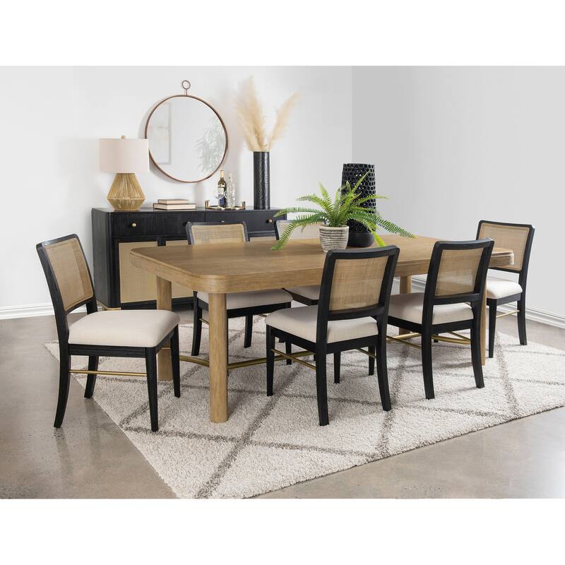Arini Extension Leaf Dining Table Set Black - 5-Piece - Black/Beige