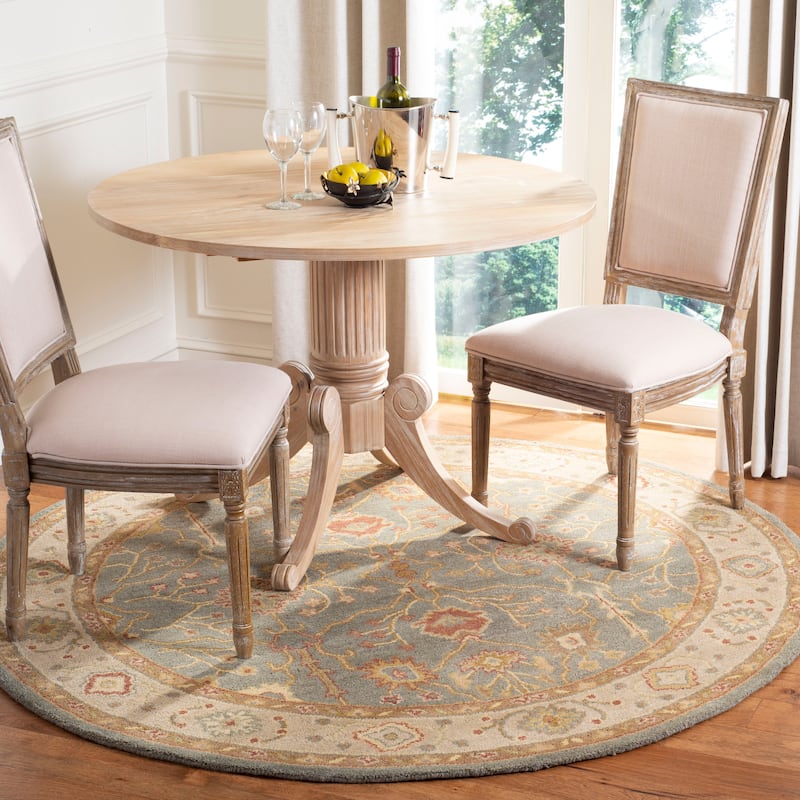 SAFAVIEH Handmade Antiquity Anett Traditional Oriental Wool Rug - 6' Round - Blue/Ivory