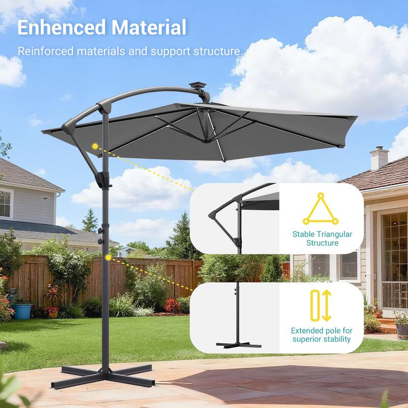 Sonkuki Outdoor 10FT LED lighted Patio Offset umbrella for Garden