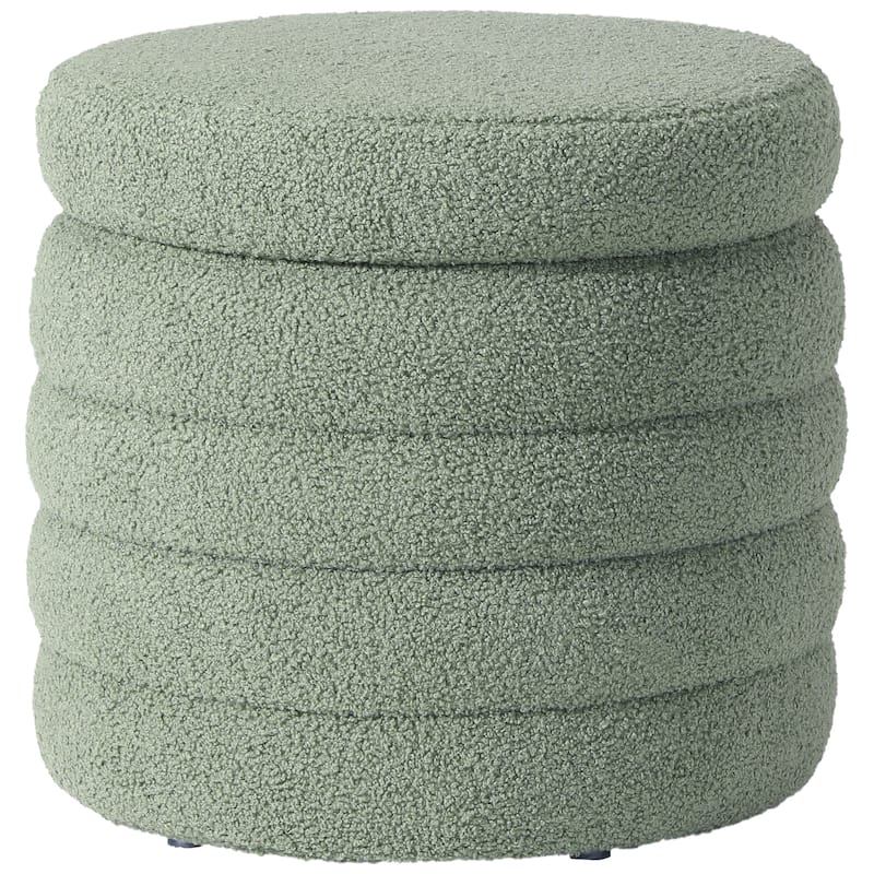 Bayville Sherpa Swivel Chair With Round Storage Ottoman 2-Piece Set