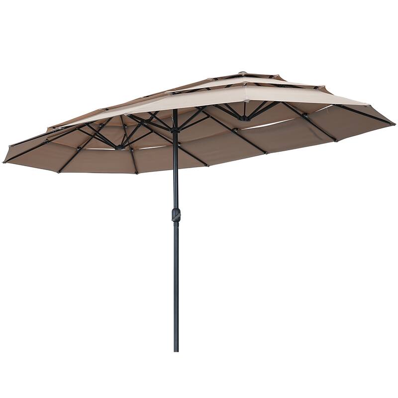 Autlaycil 15ft Outdoor Patio Umbrellas，3 Tier Vented and Large Market Table Umbrella