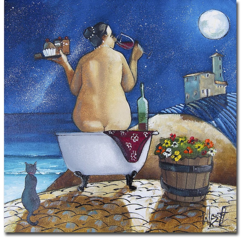 Bath No. 1 by Ronald West Gallery Wrapped Canvas Giclee Art (24 in x 24 in)