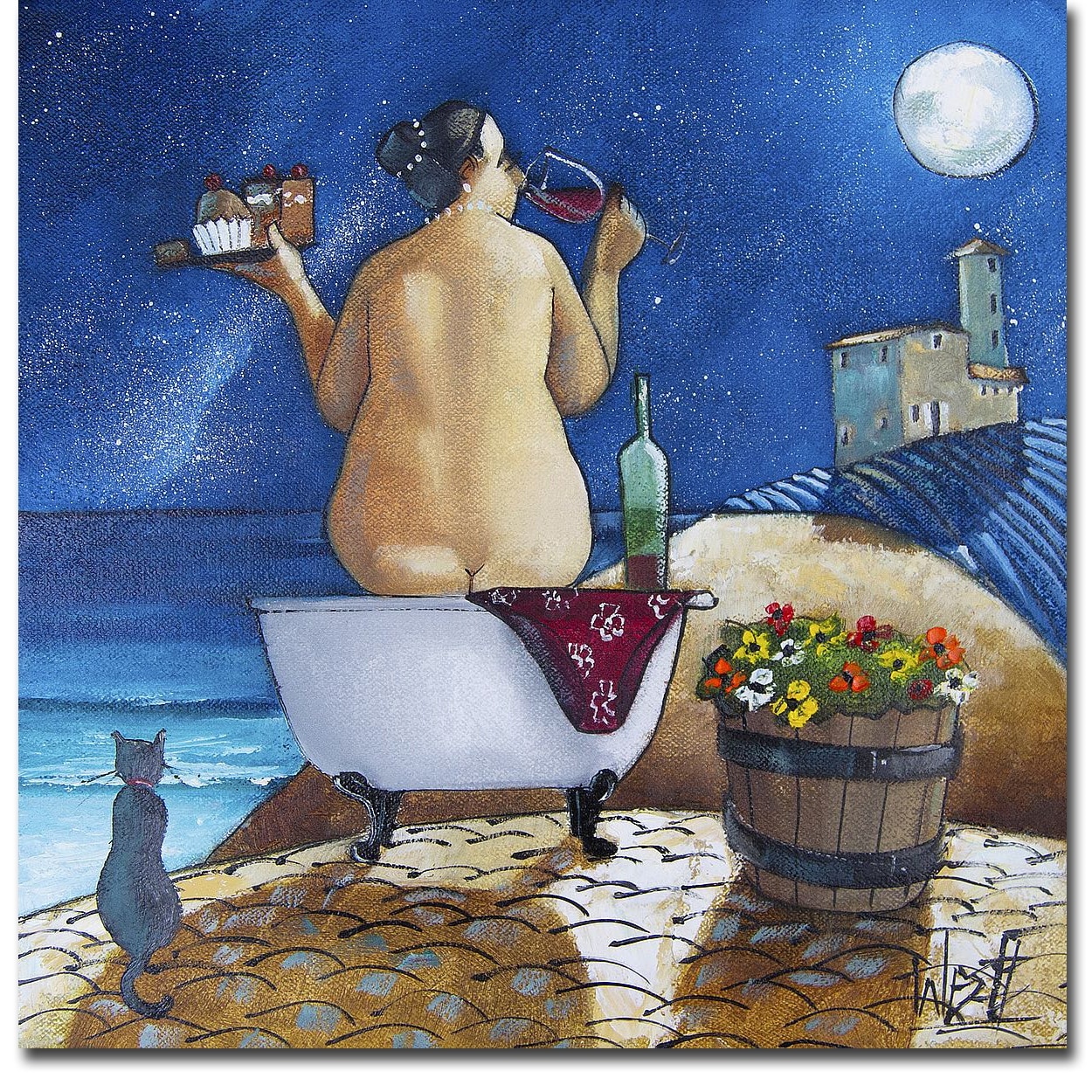Bath No. 1 by Ronald West Gallery Wrapped Canvas Giclee Art (24 in x 24 in)