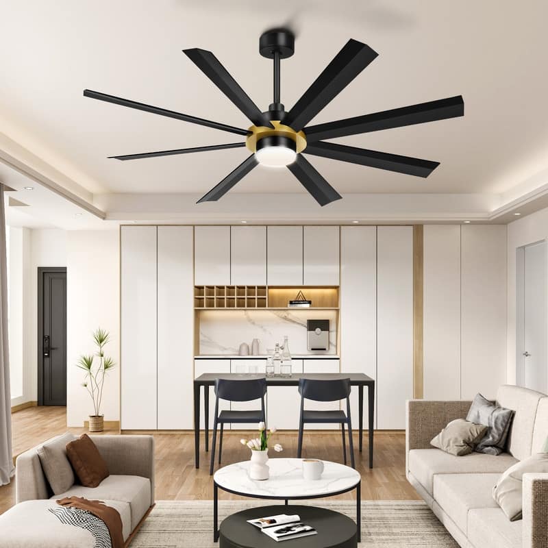 Moasis 8-Blade Large LED Ceiling Fan with Light and Remote Control