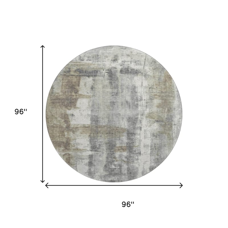 HomeRoots Abstract Transitional Round Area Rug - 8' Round