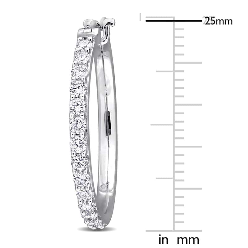 1ct TW Lab-Grown Diamond Hoop Earrings in Sterling Silver
