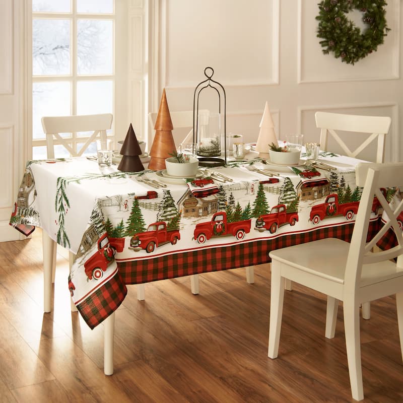 Vintage Christmas Tree Farm Holiday Tablecloth