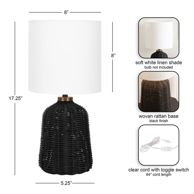 Kate and Laurel Wylla Rattan Table Lamp - 8x8x18