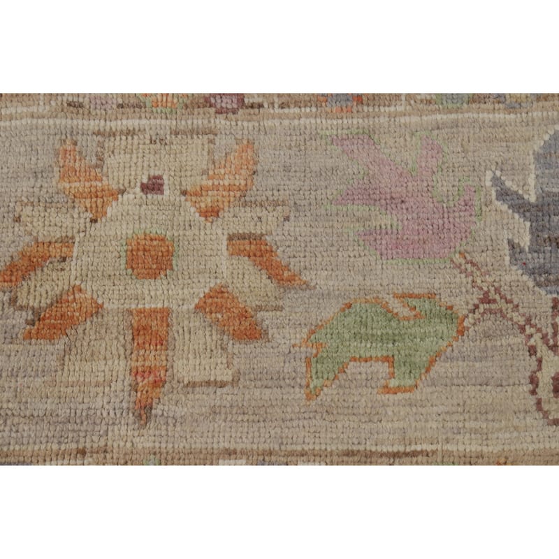 Hand Knotted Oriental 100% Wool Carpet Transitional All-Over Beige & Ivories Oushak Area Rug - 9' 10'' X 8' 2''