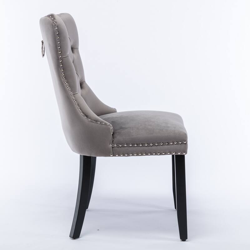 Set of 2 Modern High-End Tufted Solid Wood Upholstered Dining Chair with Nailhead Trim