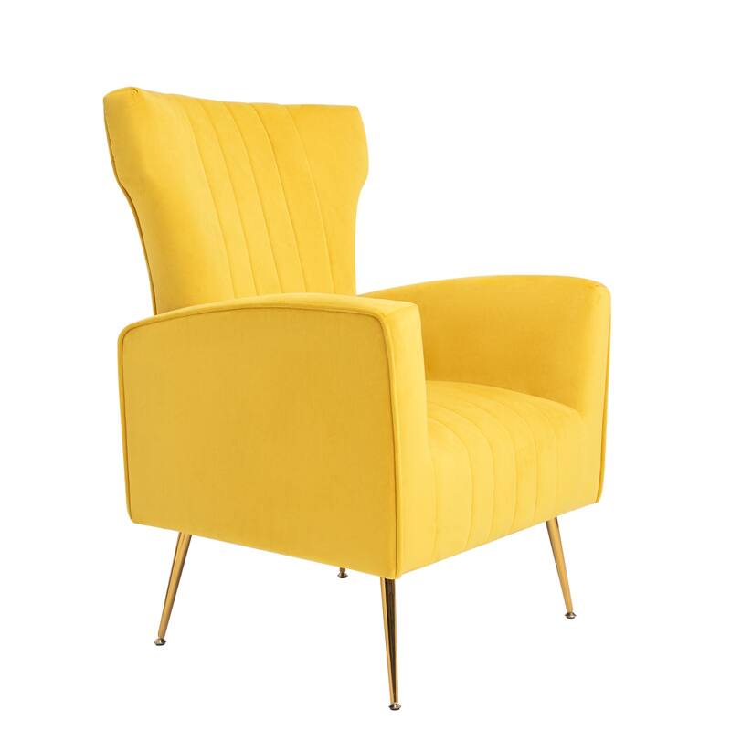 Velvet Accent Chair, Wingback Arm Chair with Gold Legs, Upholstered Single Sofa