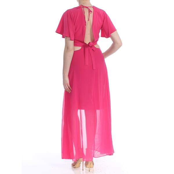 Shop Xoxo Womens Pink Cut Out Short Sleeve Maxi Dress Juniors Size