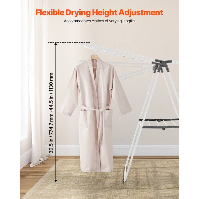 Foldable 2 Tier Clothes Drying Rack with Double Wings and 31 Rods for Indoor and Outdoor