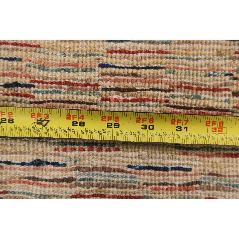 Striped Modern Gabbeh Kashkoli Oriental Wool Area Rug Handmade Carpet - 2'5" x 3'9"
