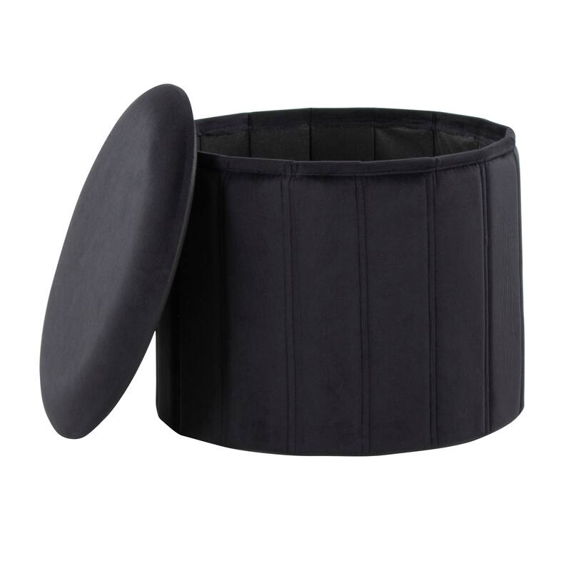Porch & Den Ralston Storage Ottoman - Black Velvet