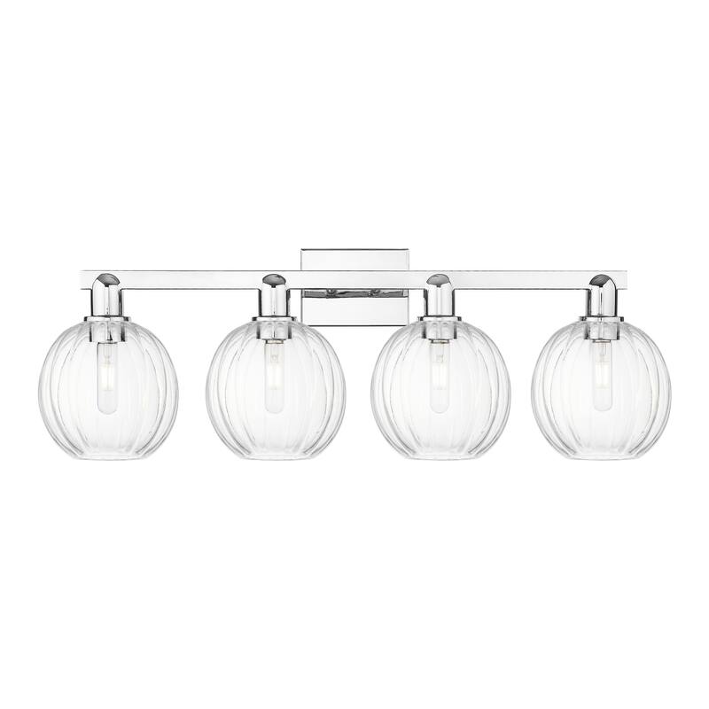 Innovations Lighting Downtown Urban - Preston - 4 Light 36" Globe Shade Bath Vanity Light - Clear/Polished Chrome